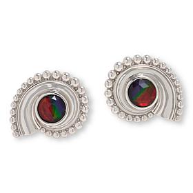 Canadian Ammolite Gems Sterling Silver Ammolite Triplet Swirl Earrings