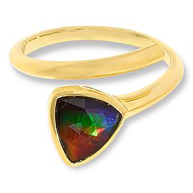 Canadian Ammolite Gems Trilliant-Cut Ammolite Bypass Ring