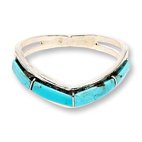 Chaco Canyon Inlaid Turquoise Chevron Band Ring
