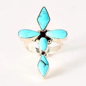 Chaco Canyon Kingman Turquoise Sterling Silver Cross Ring