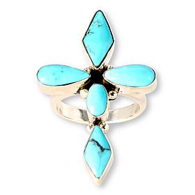 Chaco Canyon Kingman Turquoise Sterling Silver Cross Ring