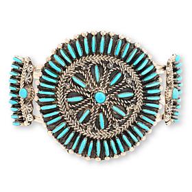 Chaco Canyon Needlepoint Kingman Turquoise Cuff Bracelet