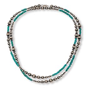 Chaco Canyon Sleeping Beauty Turquoise and "Navajo Pearl" 40" Necklace