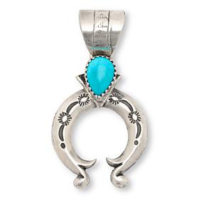 Chaco Canyon Sleeping Beauty Turquoise Stamped Naja Pendant