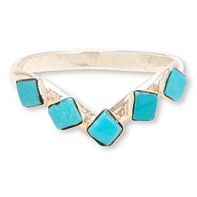 Chaco Canyon Sterling Silver 5-Stone Campitos Turquoise Ring