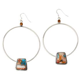 Chaco Canyon Sterling Silver Gemstone Hoop Drop Earrings