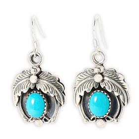 Chaco Canyon Turquoise Double Leaf Earrings with French Wire