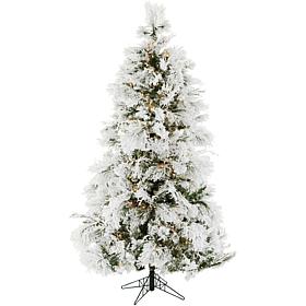 Christmas Time 5' Frosted Fir Slim Christmas Tree w Warm White Lights