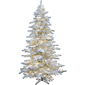 Christmas Time 6.5' Silverado Flocked Slim Christmas Tree w White LEDs