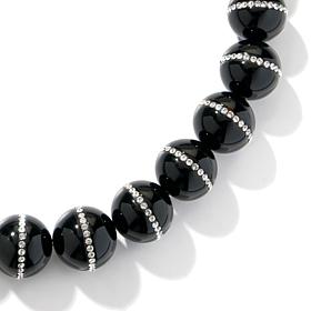 CL by Design Black Agate and Crystal Bead Necklace