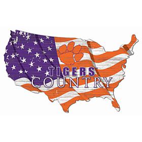 Clemson University USA Shape Flag Cutout