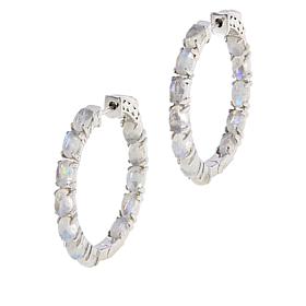 Colleen Lopez 1.25" Gemstone Inside-Outside Hoop Earrings