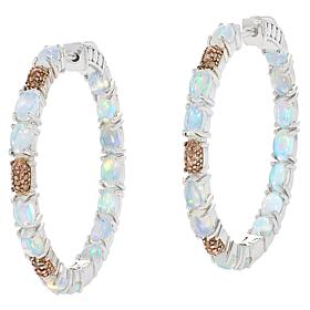 Colleen Lopez 1.5" Gemstone and Diamond Inside-Outside Hoop Earrings