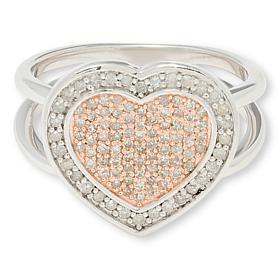 Colleen Lopez 3/8ctw Brown & White Diamond Pavé' Heart Ring 