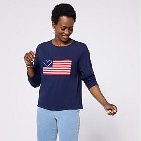 Colleen Lopez Americana Flag or Star Motif Sweater