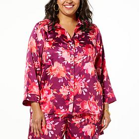 Colleen Lopez Button-Down Printed Satin Shirt