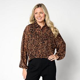 Colleen Lopez Button Front Dolman-Sleeve Top