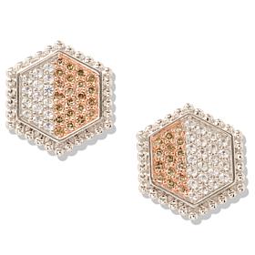 Colleen Lopez Champagne Diamond and White Sapphire Stud Earrings