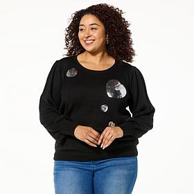 Colleen Lopez Conversational Sequin Heart Sweater