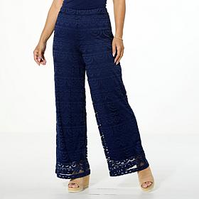 Colleen Lopez Crocheted Lace Wide Leg Pull-On Pant