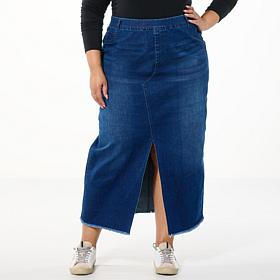 Colleen Lopez Denim Maxi Skirt with Front Slit