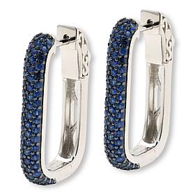 Colleen Lopez Exotic Gemstone Sterling Silver Paperclip Hoop Earrings