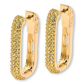 Colleen Lopez Exotic Gemstone Sterling Silver Paperclip Hoop Earrings