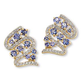 Colleen Lopez Gemstone and White Zircon Ribbon Swirl Stud Earrings