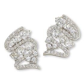 Colleen Lopez Gemstone and White Zircon Ribbon Swirl Stud Earrings