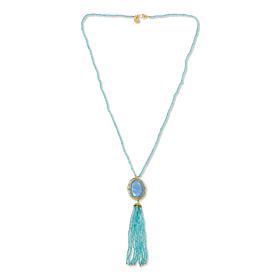 Colleen Lopez Gemstone Bead Tassel Drop 28" Necklace