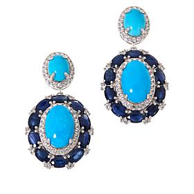 Colleen Lopez Kingman Turquoise and Sapphire Drop Earrings