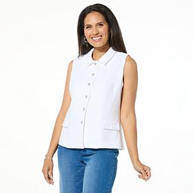 Colleen Lopez Knit Vest with Rhinestone Buttons