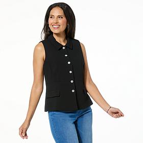Colleen Lopez Knit Vest with Rhinestone Buttons