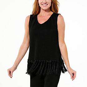 Colleen Lopez Knotted Fringe Hem Top 