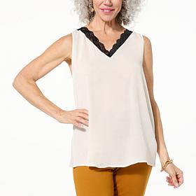 Colleen Lopez Lace-Trim Satin Tank