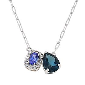 Colleen Lopez London Blue Topaz and Tanzanite "Toi et Moi" Necklace