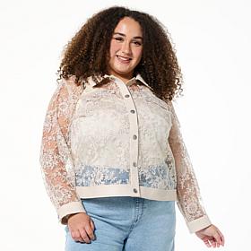 Colleen Lopez Mesh Jacket with Faux Leather Trim