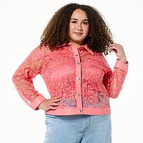 Colleen Lopez Mesh Jacket with Faux Leather Trim