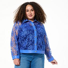 Colleen Lopez Mesh Jacket with Faux Leather Trim