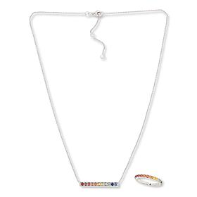 Colleen Lopez Multi Sapphire Bar Necklace and Band Ring Set