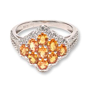 Colleen Lopez Orange Sapphire and White Zircon Cluster Ring