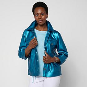 Colleen Lopez Pearlized Faux Leather Jacket