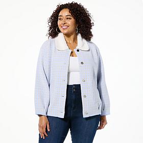 Colleen Lopez Plaid Jacket with Faux Fur Collar