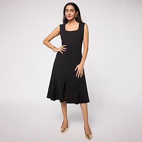 Colleen Lopez Portrait Neck Lace Godet Knit Dress