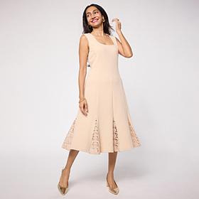 Colleen Lopez Portrait Neck Lace Godet Knit Dress