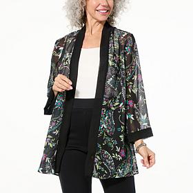 Colleen Lopez Printed Chiffon Topper with Solid Border