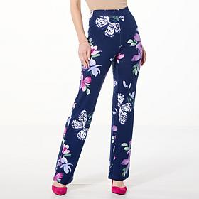 Colleen Lopez Printed Ponte Knit Bootcut Pull-On Pant