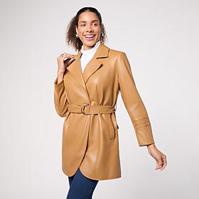 Colleen Lopez Signature Faux Leather Jacket with Belt