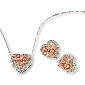 Colleen Lopez Sterling Silver 1/5ctw Diamond Pavé Heart Jewelry Set