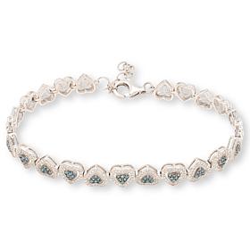 Colleen Lopez Sterling Silver Blue & White Diamond Heart Bracelet